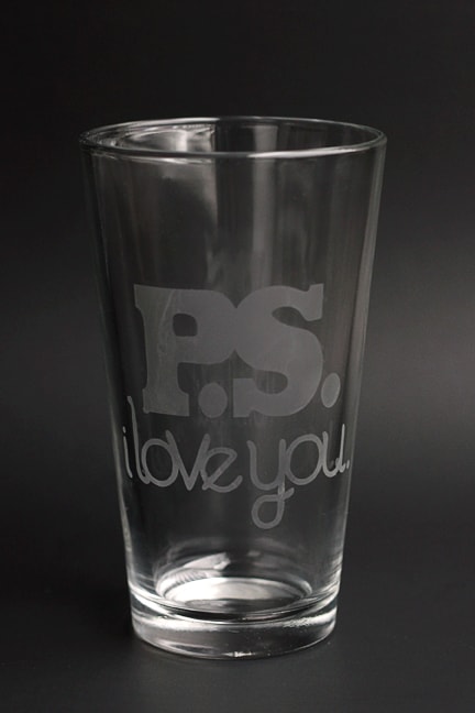 Etched drinking glass