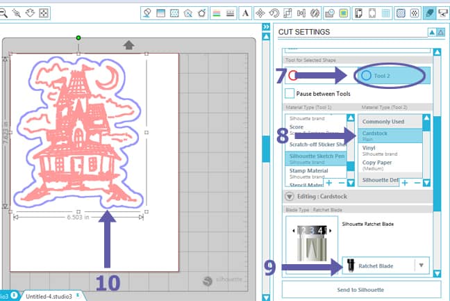 Sketch & cut with Silhouette Dual Tool Holder - Cut Settings Method 1