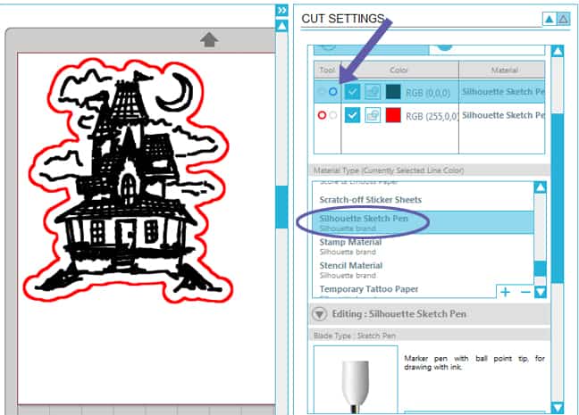 Sketch & cut with Silhouette Dual Tool Holder - Sketch Settings Method 2