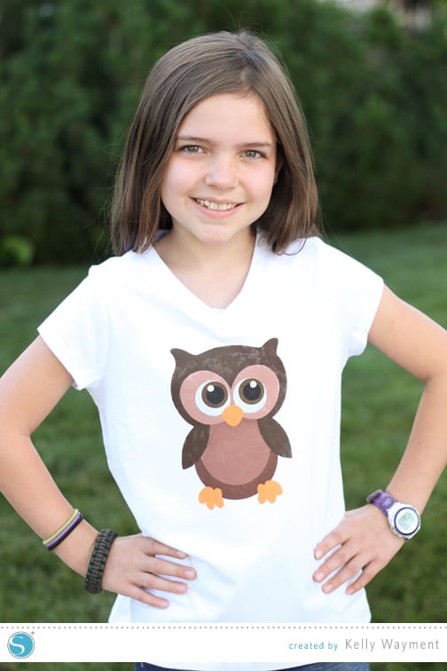 Stenciled Owl Shirt Tutorial by Kelly Wayment for Silhouette