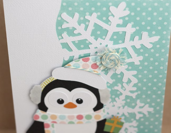 Winter Birthday Card - paper pieced penguin