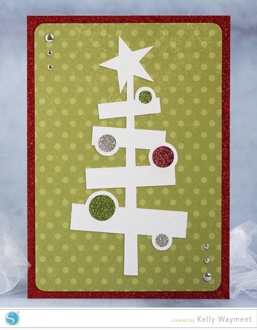 Glitter tree ornament Christmas card