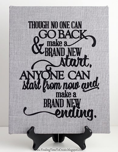 Fabric-Wrapped Canvas with Heat Transfer Quote