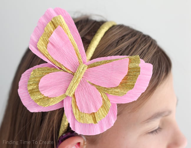 Crepe paper, butterfly headband
