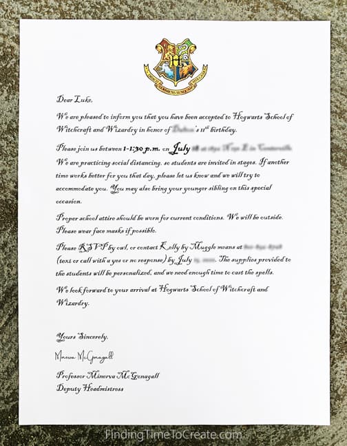 Harry potter invitations 