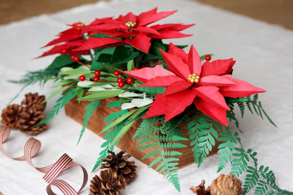 Paper Poinsettia Centerpiece