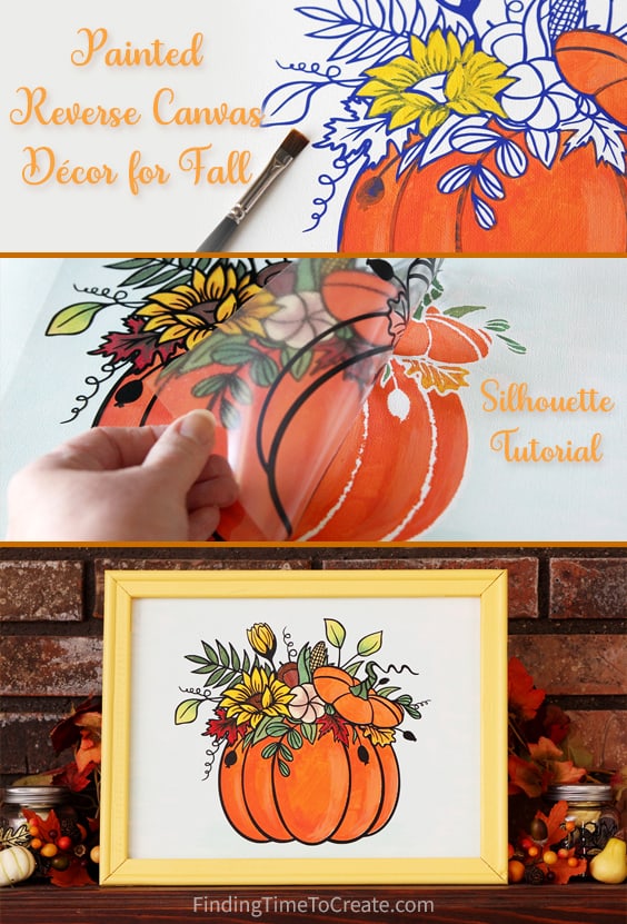 Painted Reverse Canvas Decor for Fall - Silhouette tutorial