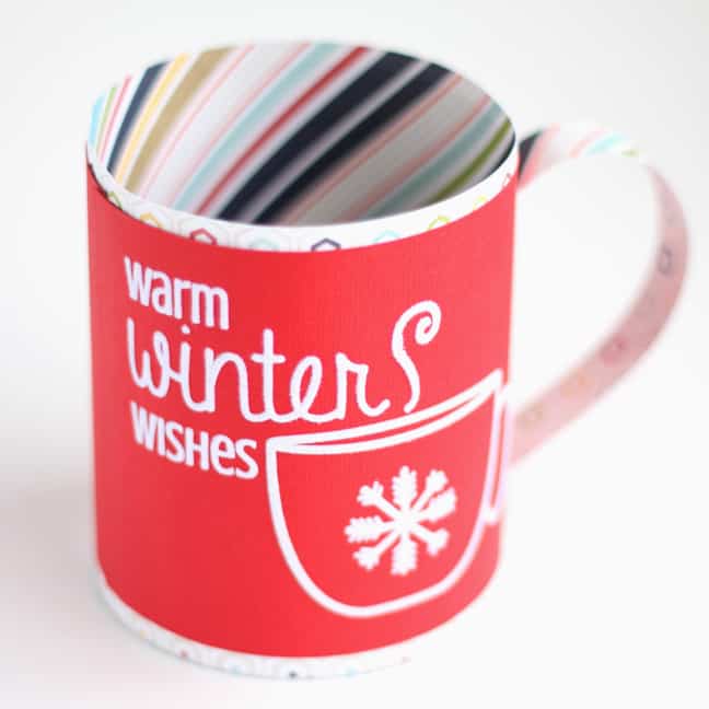 Warm winter wishes mug - papercraft by Kelly Wayment