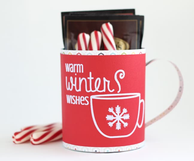 Warm winter wishes mug - papercraft by Kelly Wayment