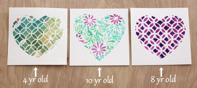 stenciled valentines