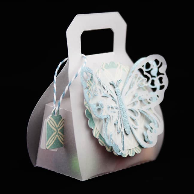 blue butterfly purse detail