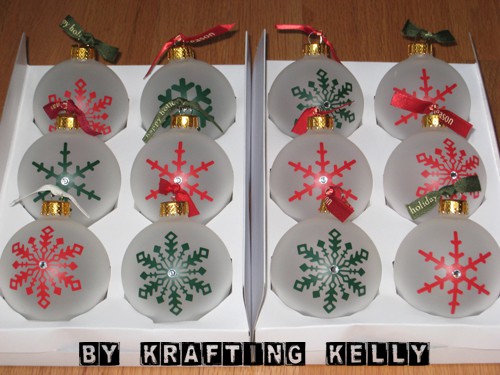 Neighbor gifts - frosted ornaments with vinyl
